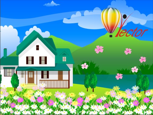 Beautiful House Nature Scenery CDR File Vector Illustration Created in CorelDraw