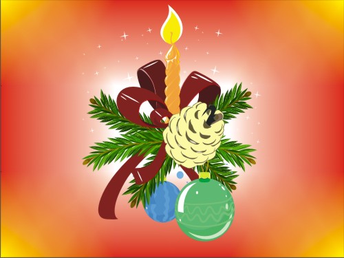 Christmas Lightening Candle Ribbon Wrapped CDR File Created in CorelDraw