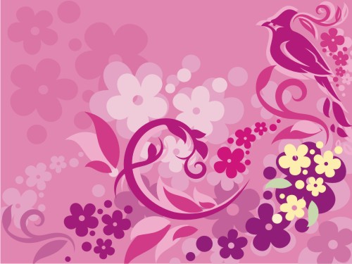 Floral Pattern with a Bird Created in CorelDraw CDR file Free Download