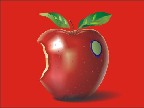 Eaten Apple – Red Apple Vector Illustration CDR file Created in CorelDraw
