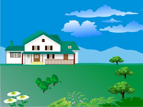 Beautiful House in the Garden CDR File Created in CorelDraw
