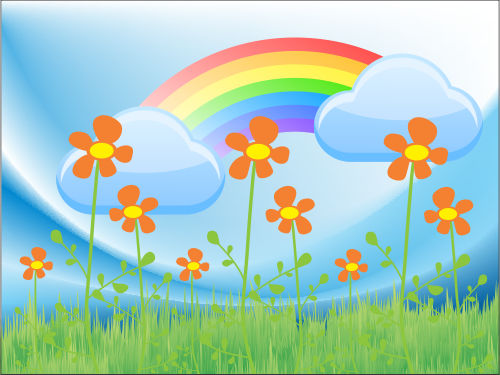 CorelDraw Vectors CDR File – Vector Rainbow and Set of Flowers