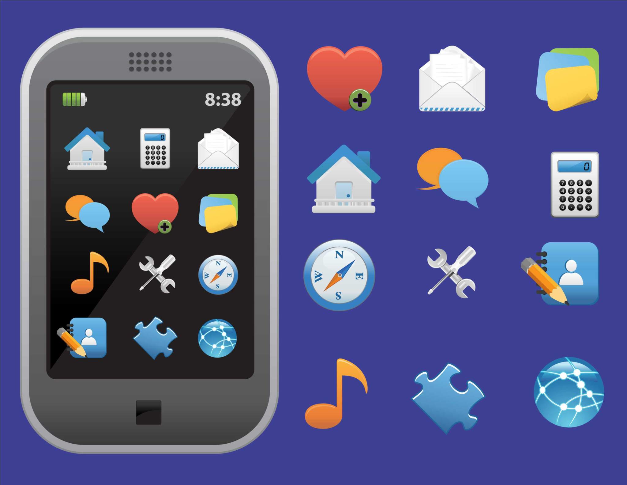 Vector Mobile Phone Theme Icons CDR file for Corel X5 and Above